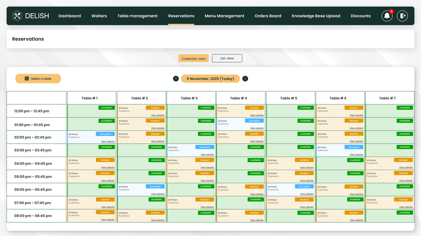 Restaurant Reservation System